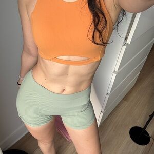 Aritzia Sunday Best Light Green Ribbed Shorts